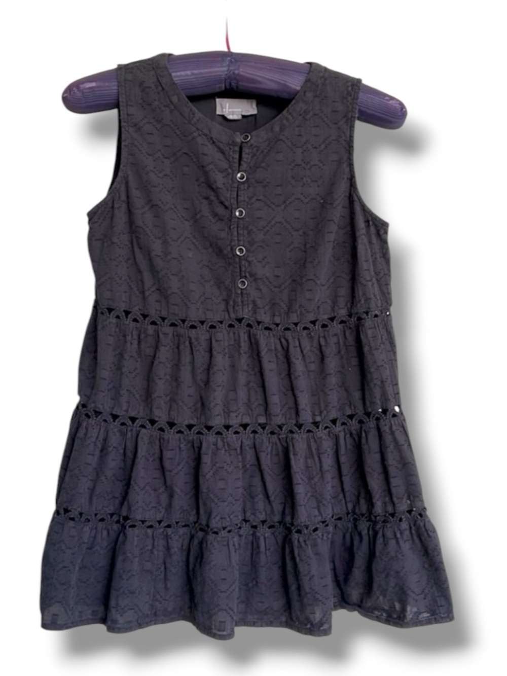 By Anthropologie Black Cotton Tiered Babydoll Sleeveless Top Size Small - Picture 2 of 10